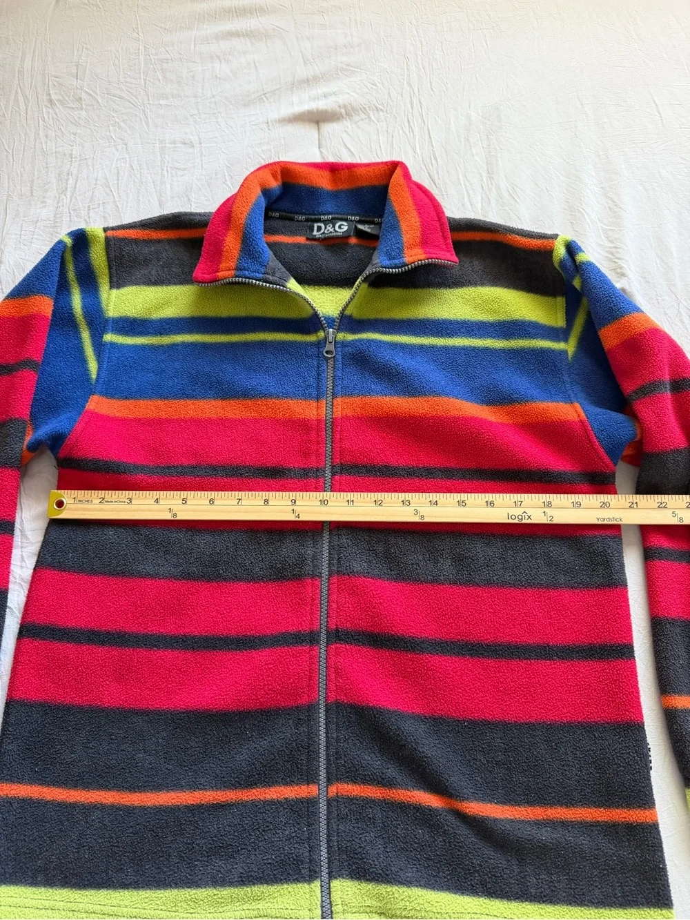 Dolce & Gabbana Striped Zip-Up Sweater in Red, Black &‎ Lime
